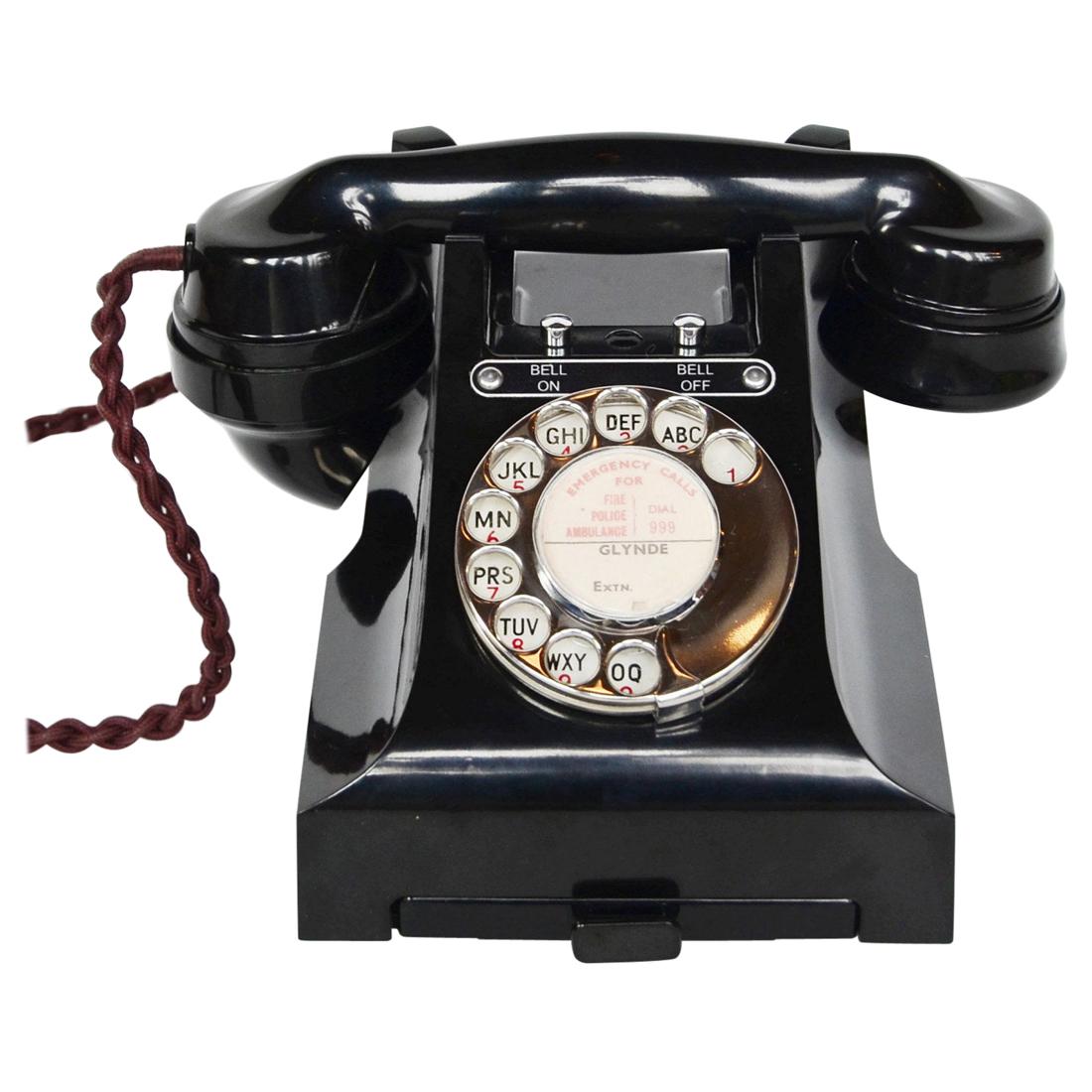 Original GPO Model 328L Black Bakelite Telephone Full Working Order