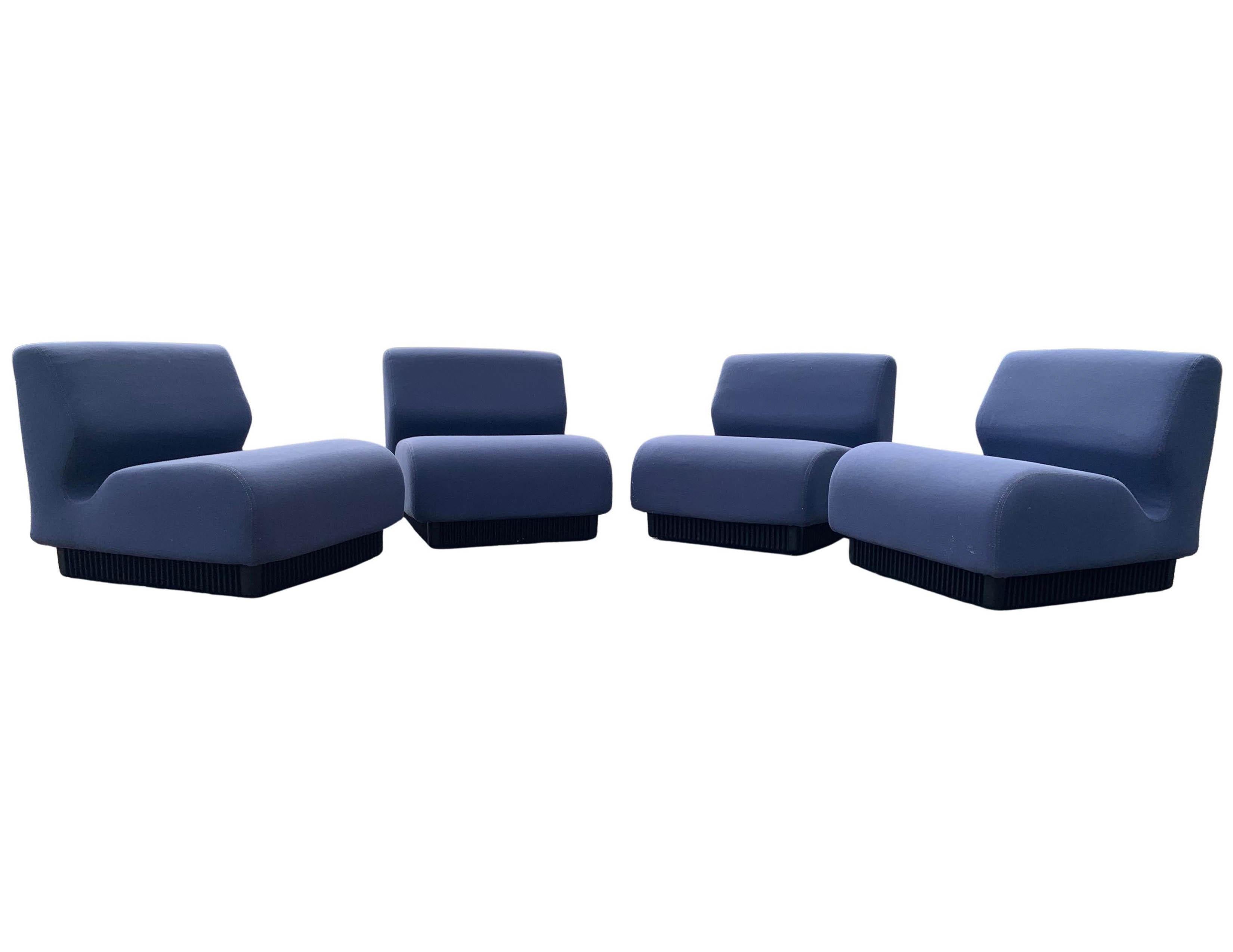 Streamlined Moderne An Original Herman Miller Modular Seating In Blue Wool by Don Chadwick 1970s USA For Sale