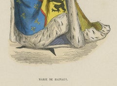 An Original Lithograph Showing the Regal Elegance of Marie de Hainaut, 1845