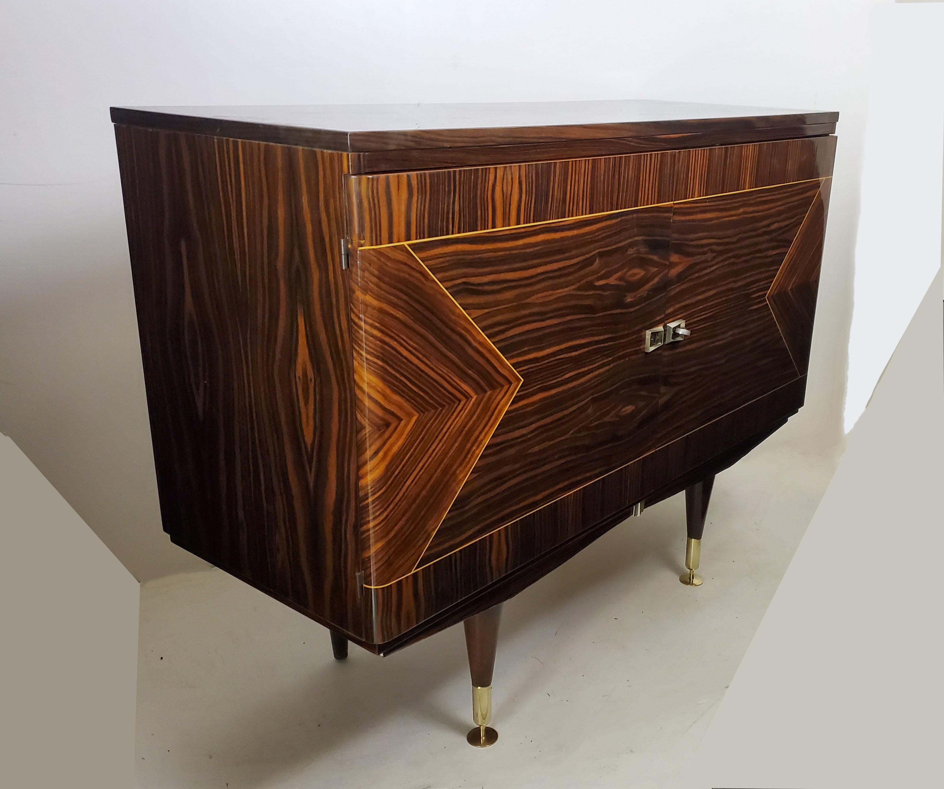 French Original Macassar Ebony Two Door Cabinet / Night Stand / Side Table