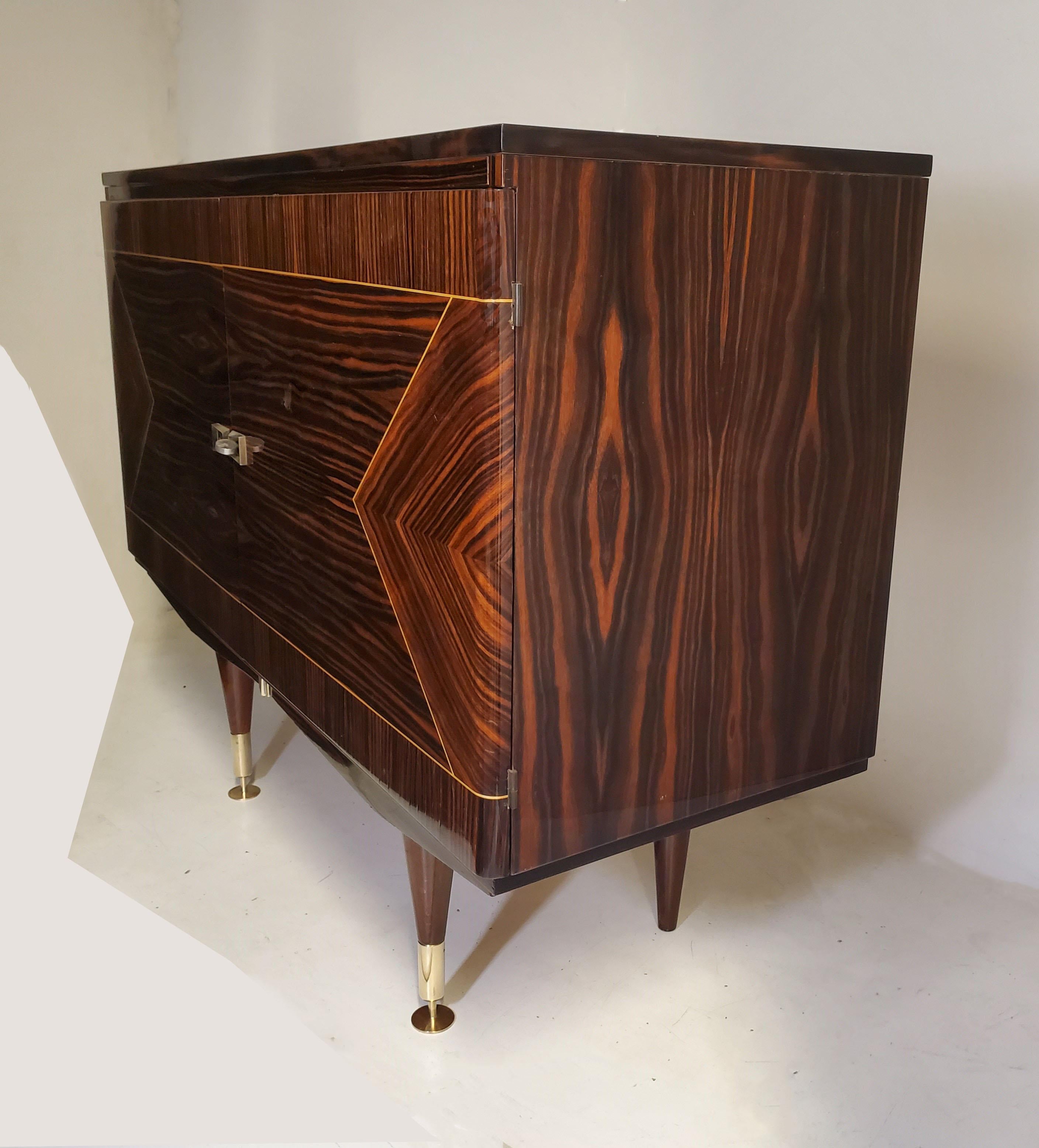 Parquetry Original Macassar Ebony Two Door Cabinet / Night Stand / Side Table