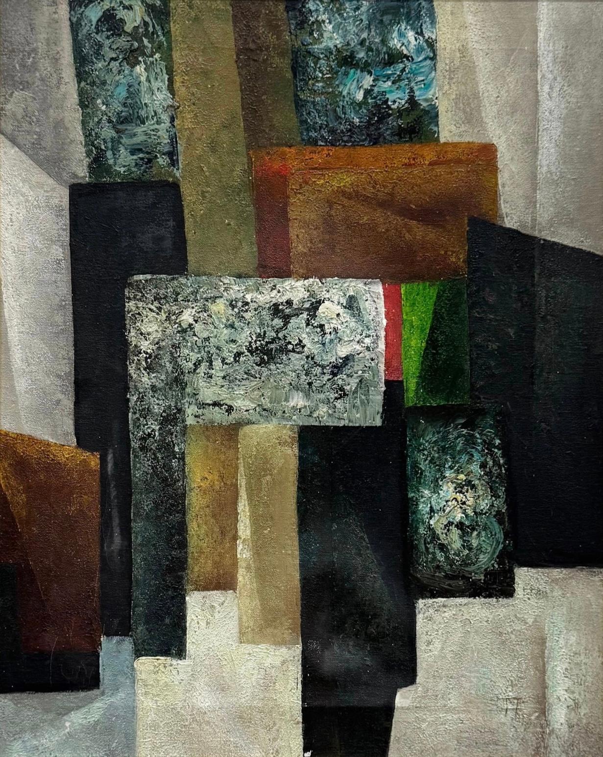 Un dipinto astratto originale della metà del secolo, olio su tela, circa 1950 in vendita 7