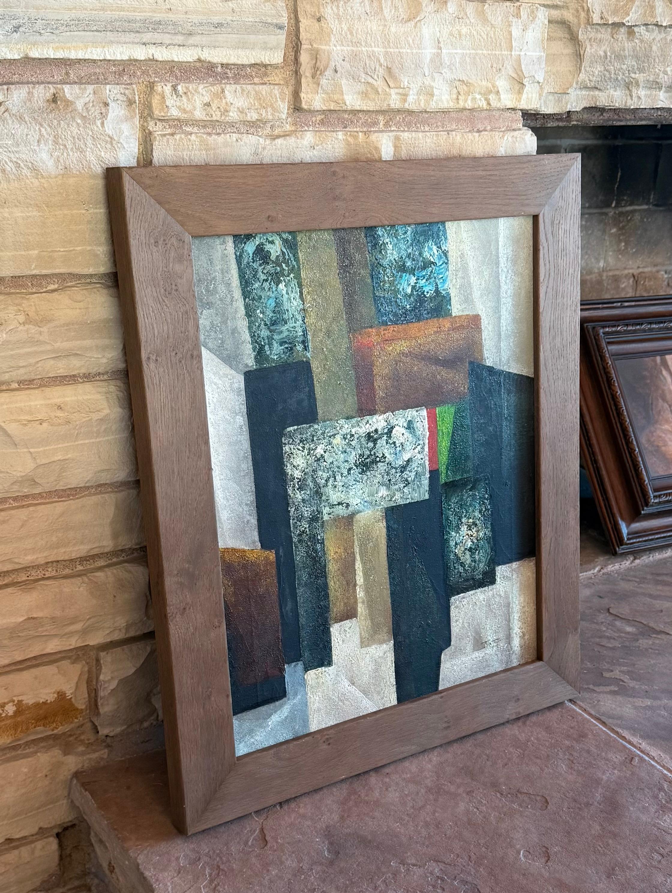 Un dipinto astratto originale della metà del secolo, olio su tela, circa 1950 in vendita 9