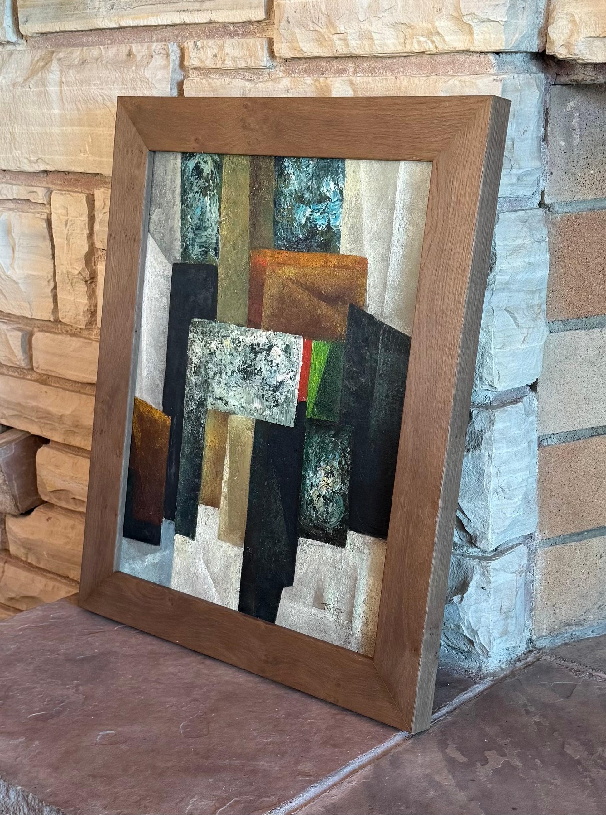 Un dipinto astratto originale della metà del secolo, olio su tela, circa 1950 in vendita 12