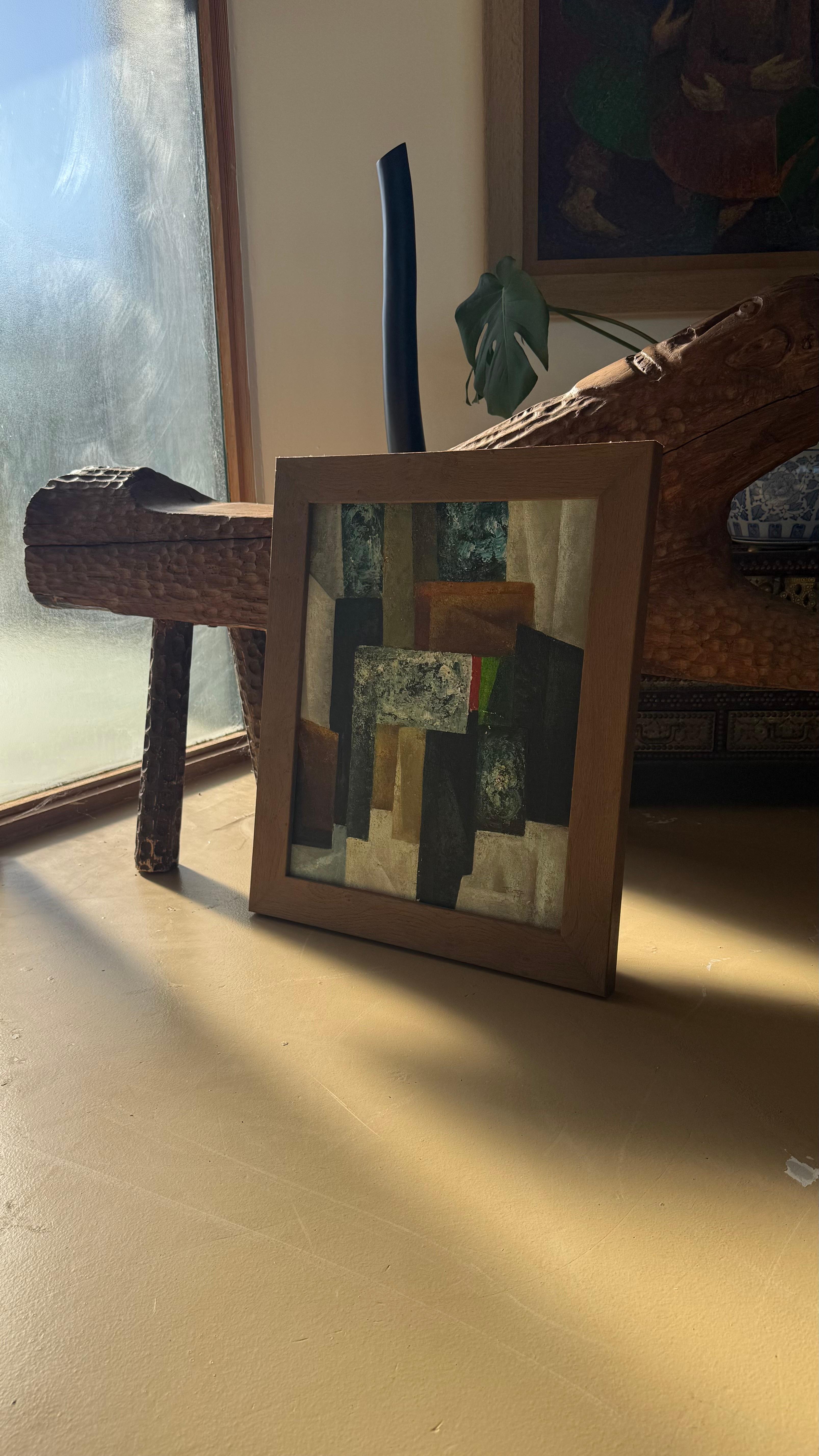 Mid-Century moderno Un dipinto astratto originale della metà del secolo, olio su tela, circa 1950 in vendita