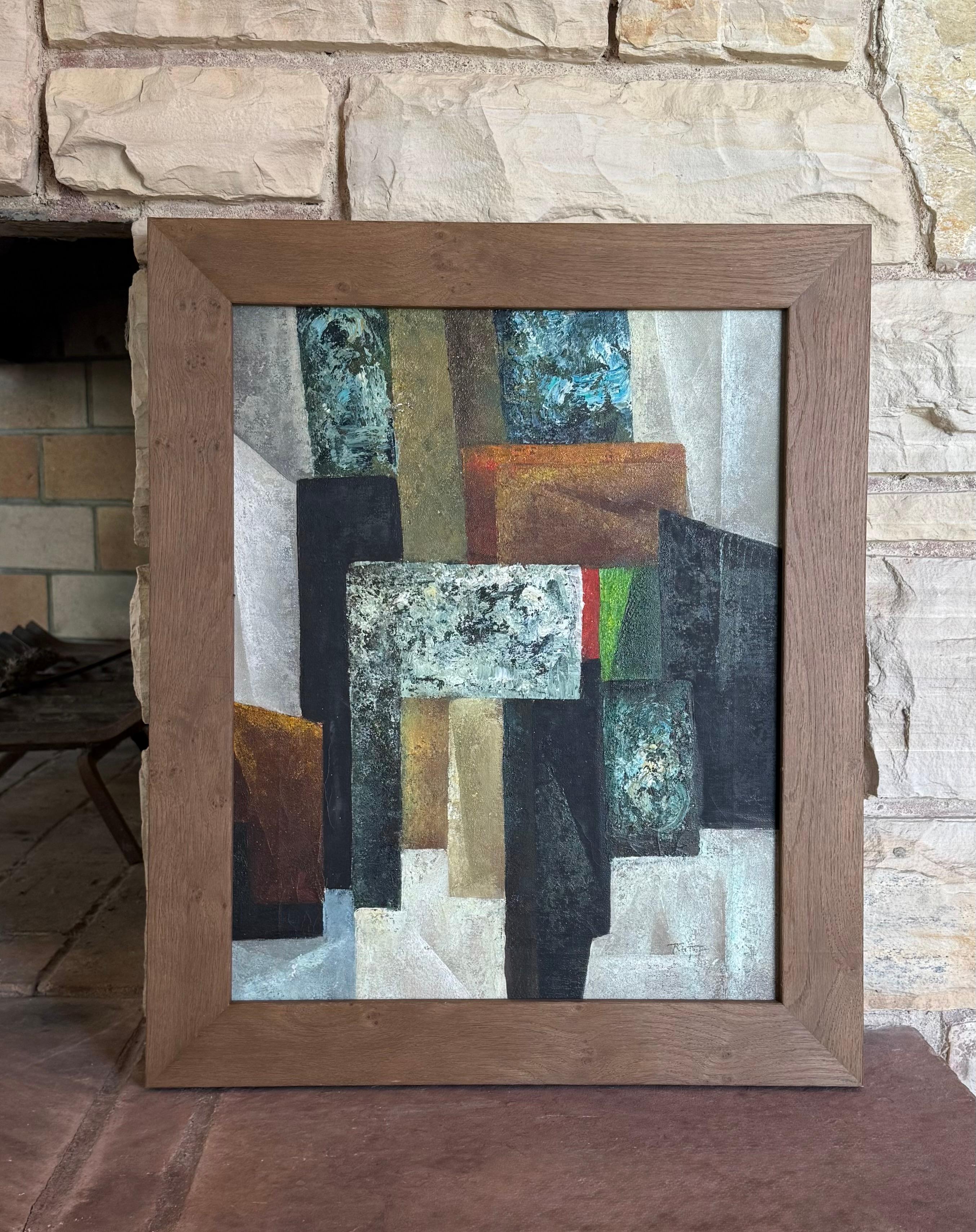 Un dipinto astratto originale della metà del secolo, olio su tela, circa 1950 In condizioni buone in vendita a View Park, CA