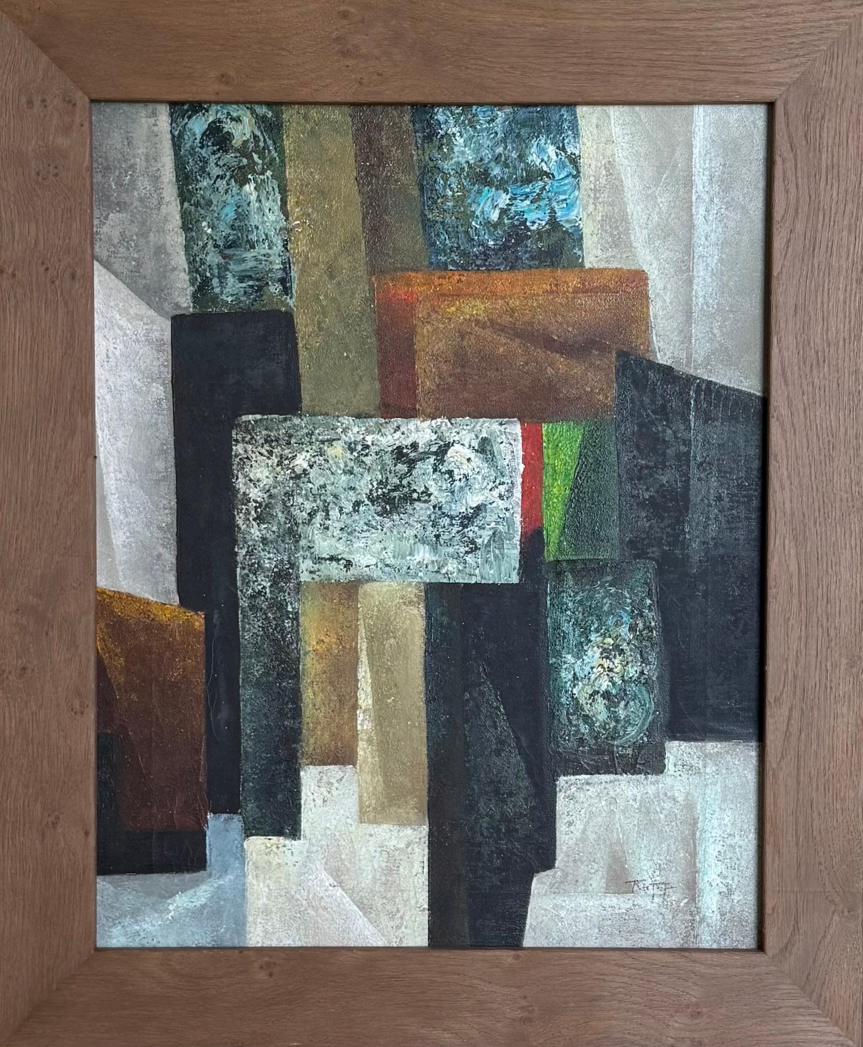 Tela Un dipinto astratto originale della metà del secolo, olio su tela, circa 1950 in vendita