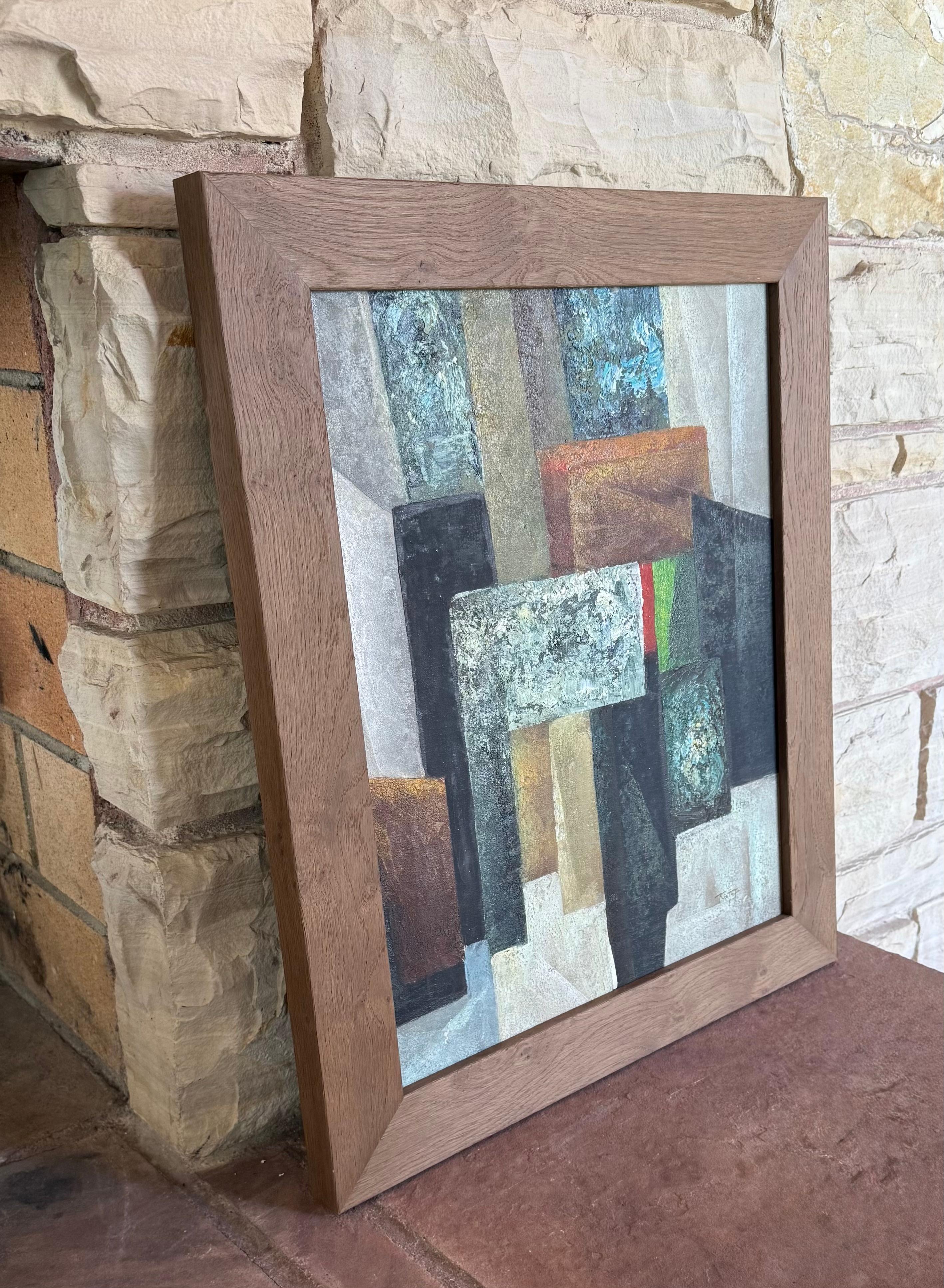 Un dipinto astratto originale della metà del secolo, olio su tela, circa 1950 in vendita 1