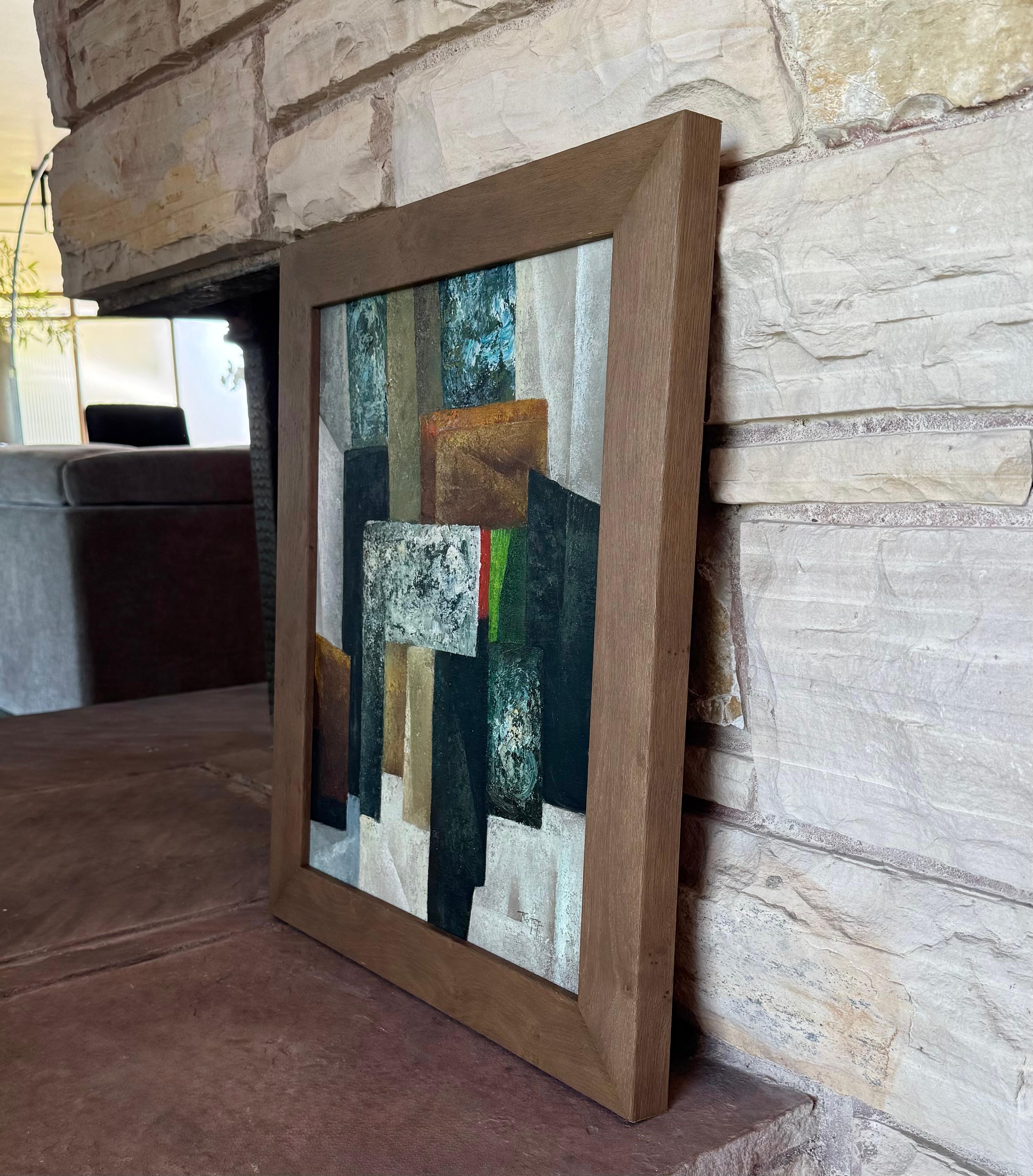 Un dipinto astratto originale della metà del secolo, olio su tela, circa 1950 in vendita 2