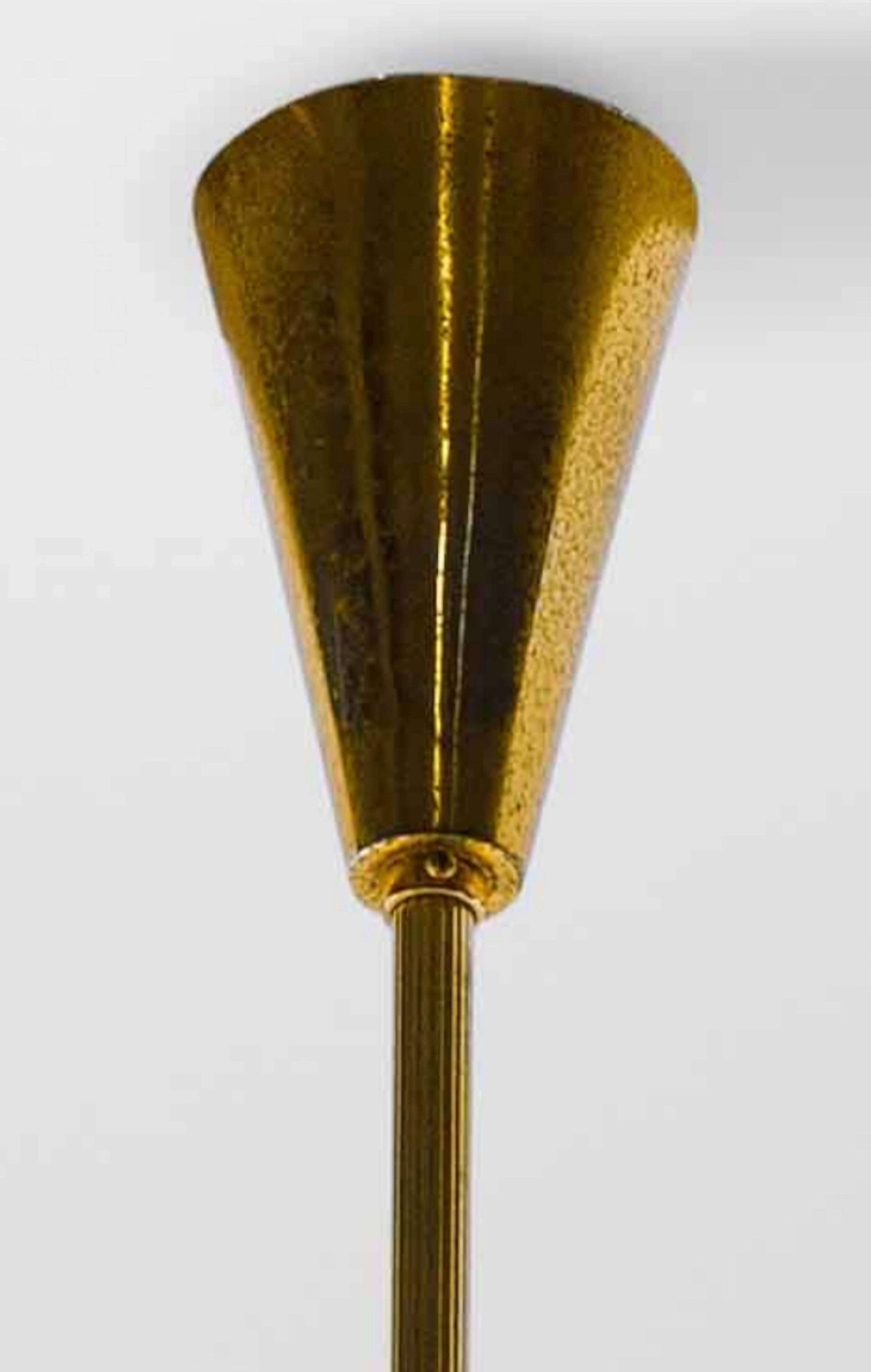 Original Oscar Torlasco Fourteen-Arm Mirrored Brass Chandelier, 1950s 2