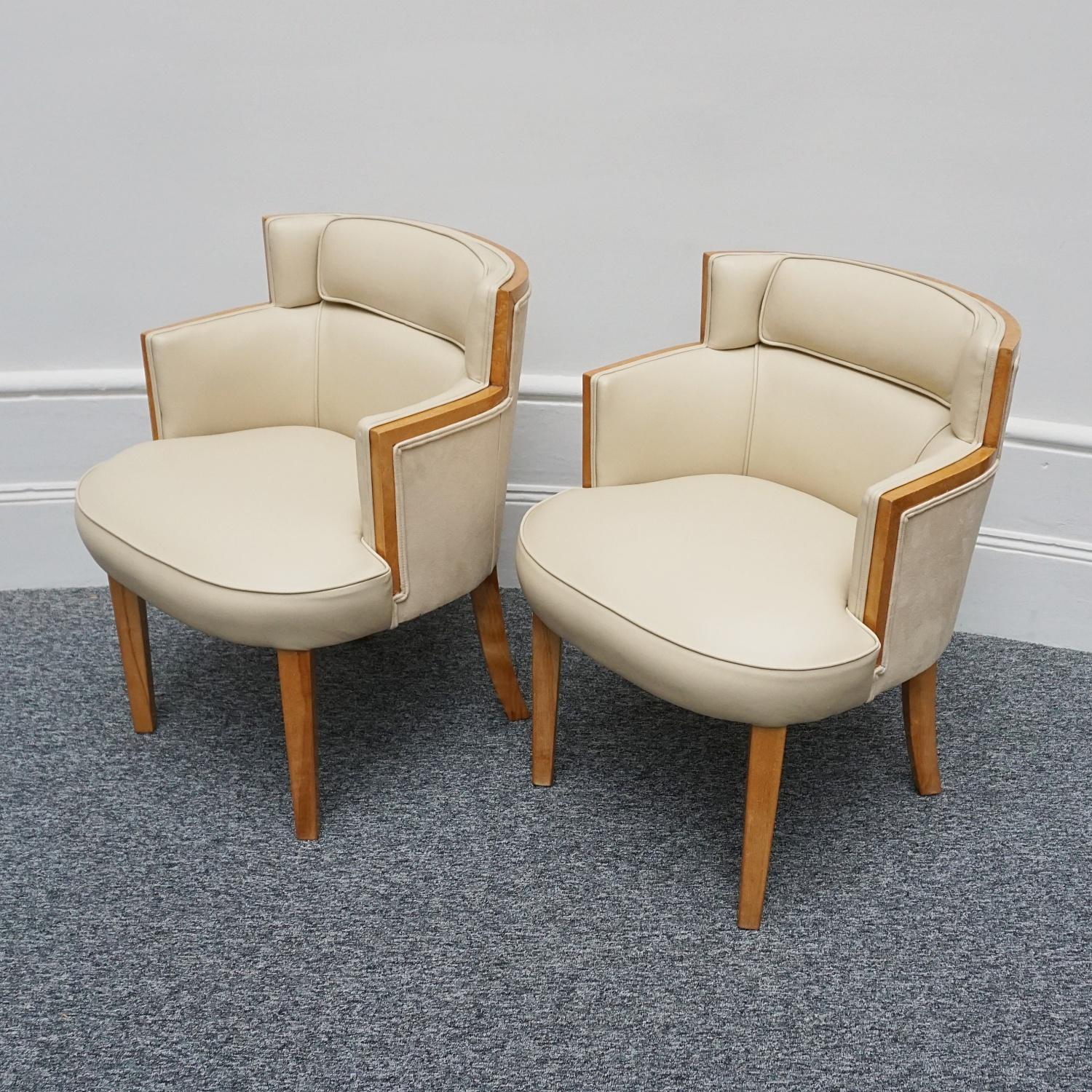 Art déco Paire de chaises de banquier Art Déco originales anglaises, datant d'environ 1935  en vente