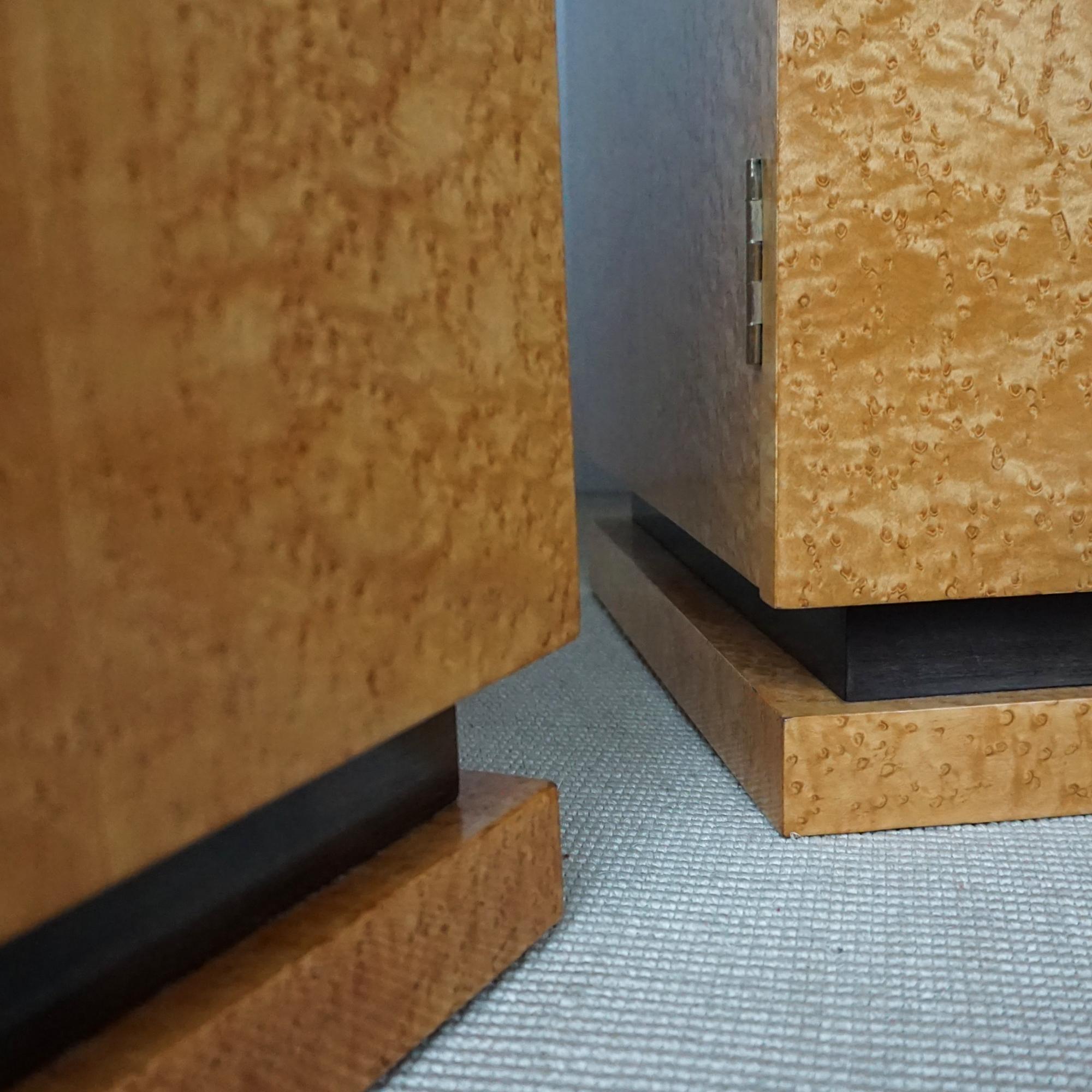 An Original Pair of Art Deco Birdseye Maple Side Cabinets For Sale 8