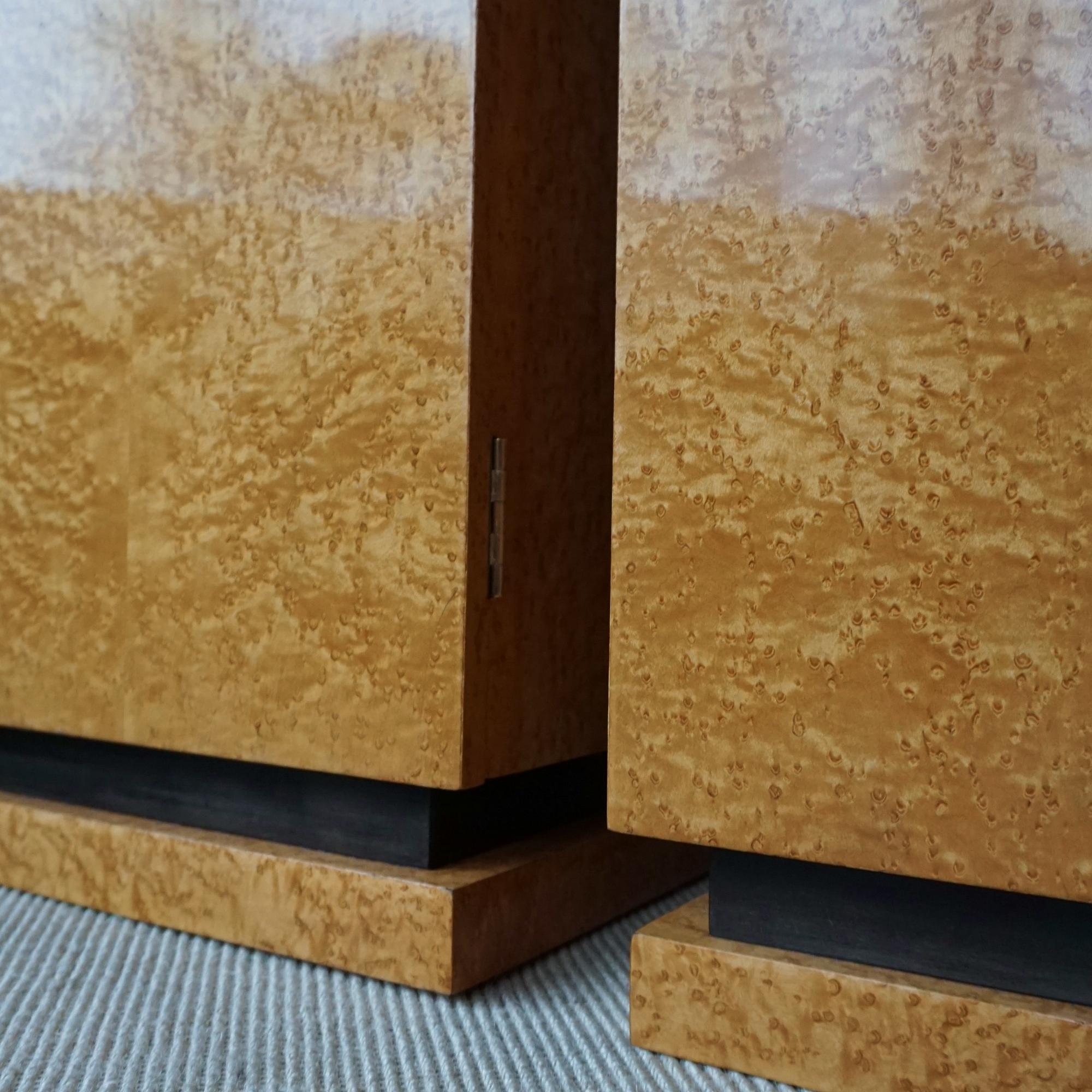 An Original Pair of Art Deco Birdseye Maple Side Cabinets For Sale 3