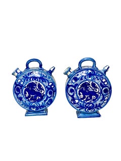 Pair of 'Chevrettes' in Blue and White Earthenware