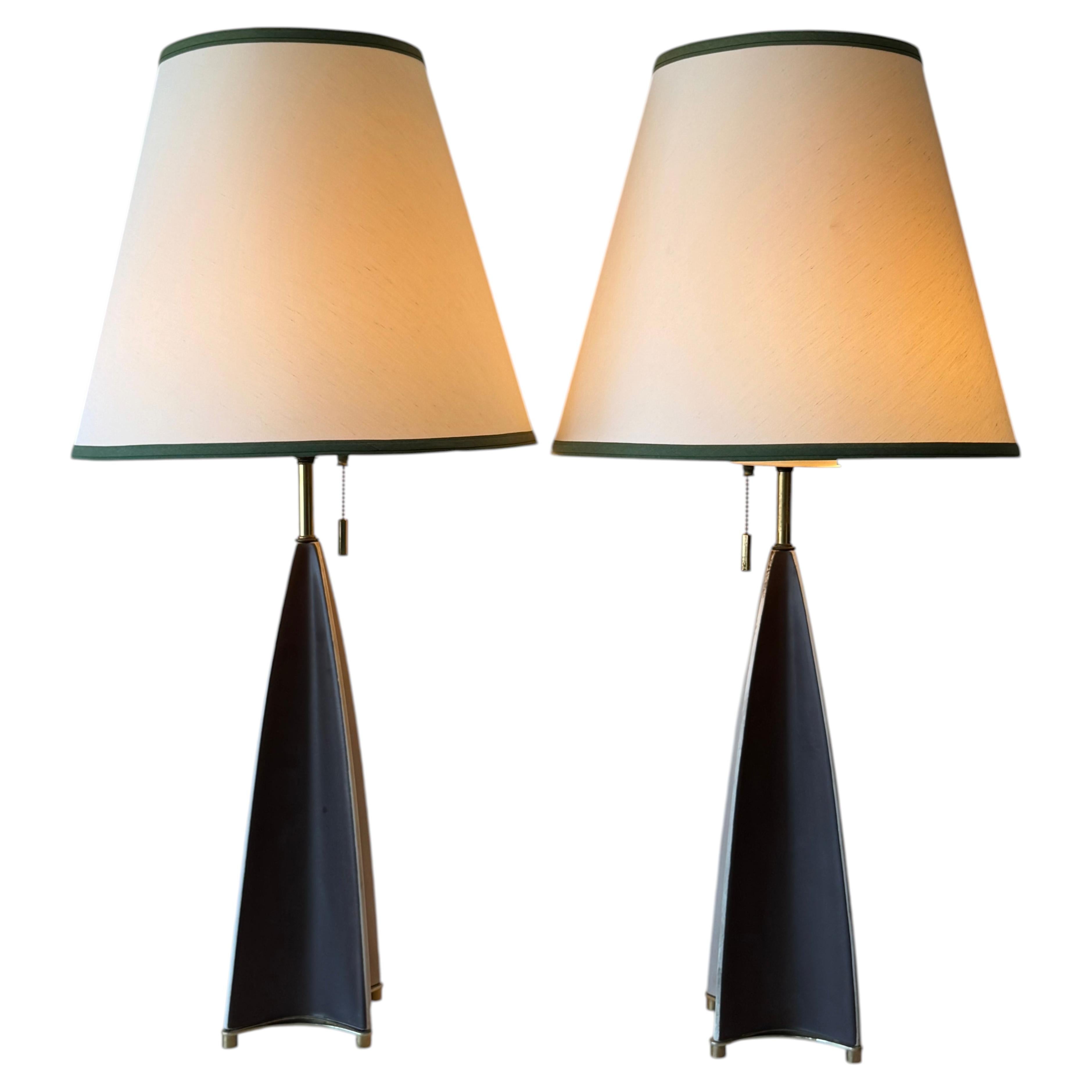 An Original Pair Of Gerald Thurston Lightolier "Fin" Lamps ca' 1950's