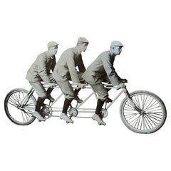 An Original Photo Bicycle Riders Three Seater Original Frame Americana ca' 1900