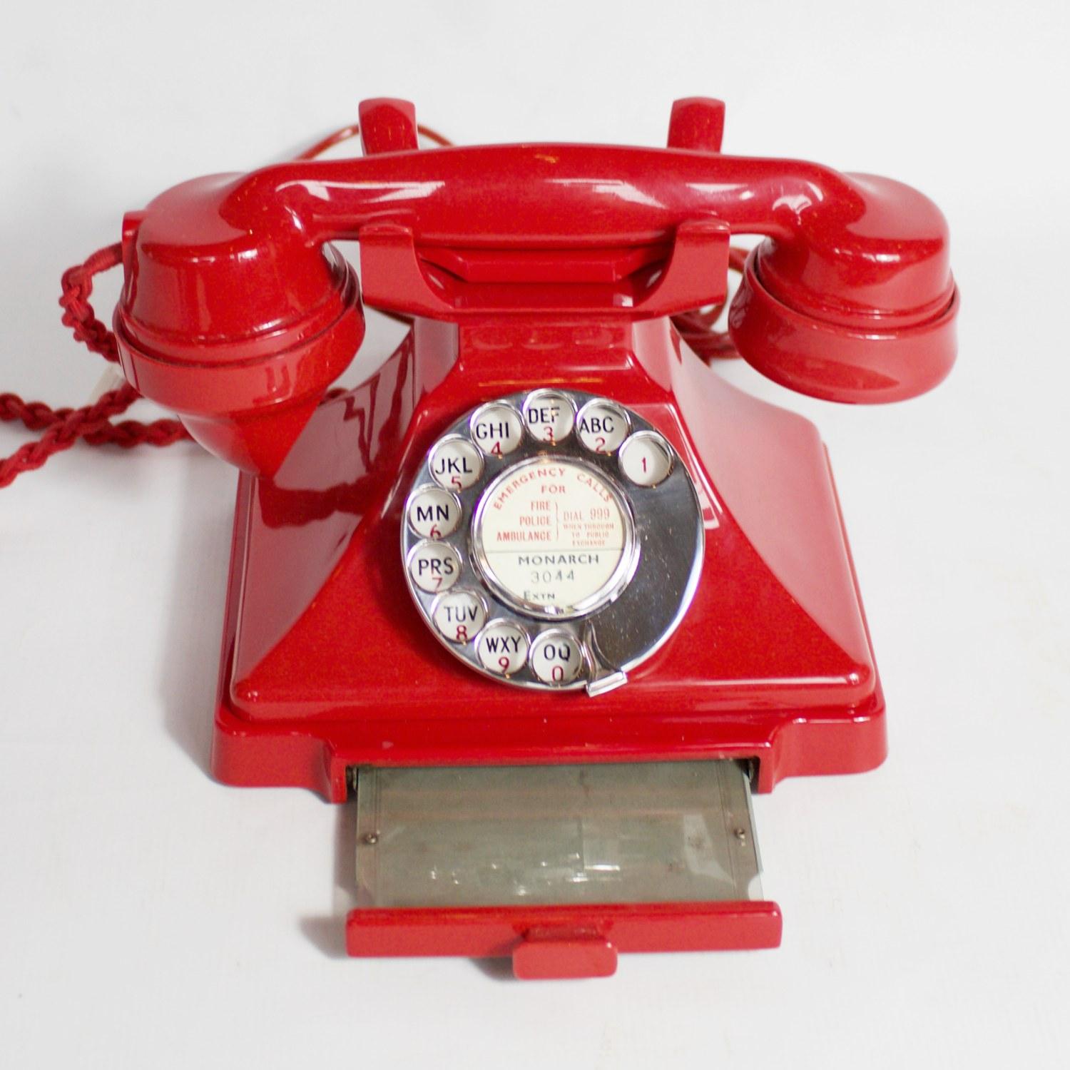 red bakelite phone