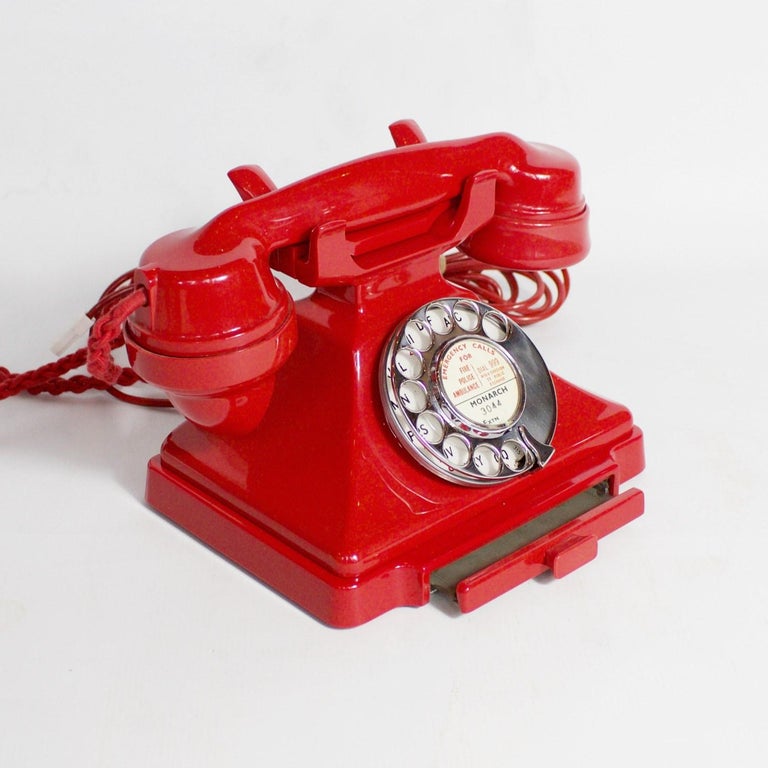 Original, Rare GPO Model 232 Chinese Red Bakelite Telephone, circa 1956