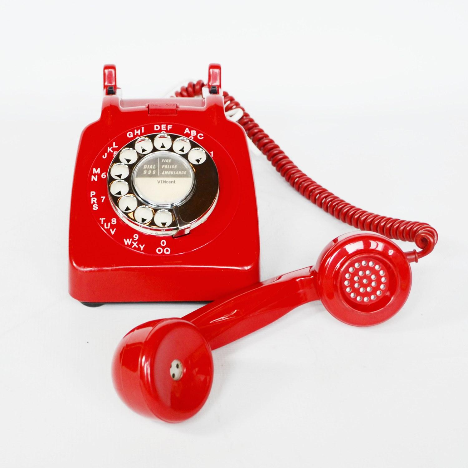 Plastic Original Red Lacquered GPO Model 706L Telephone Full Working Order