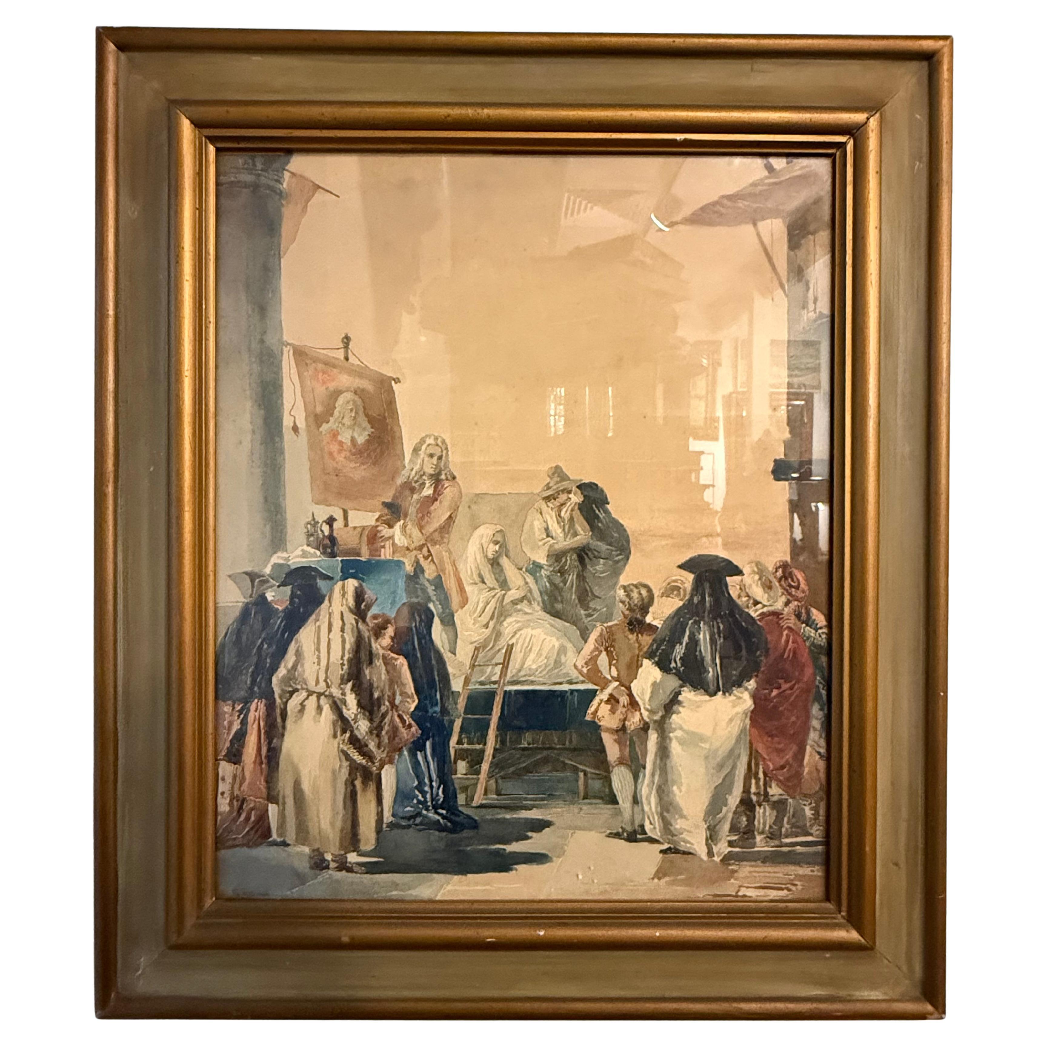 Ein Original-Aquarell von Luigi Rossini, 19. Jahrhundert im Angebot