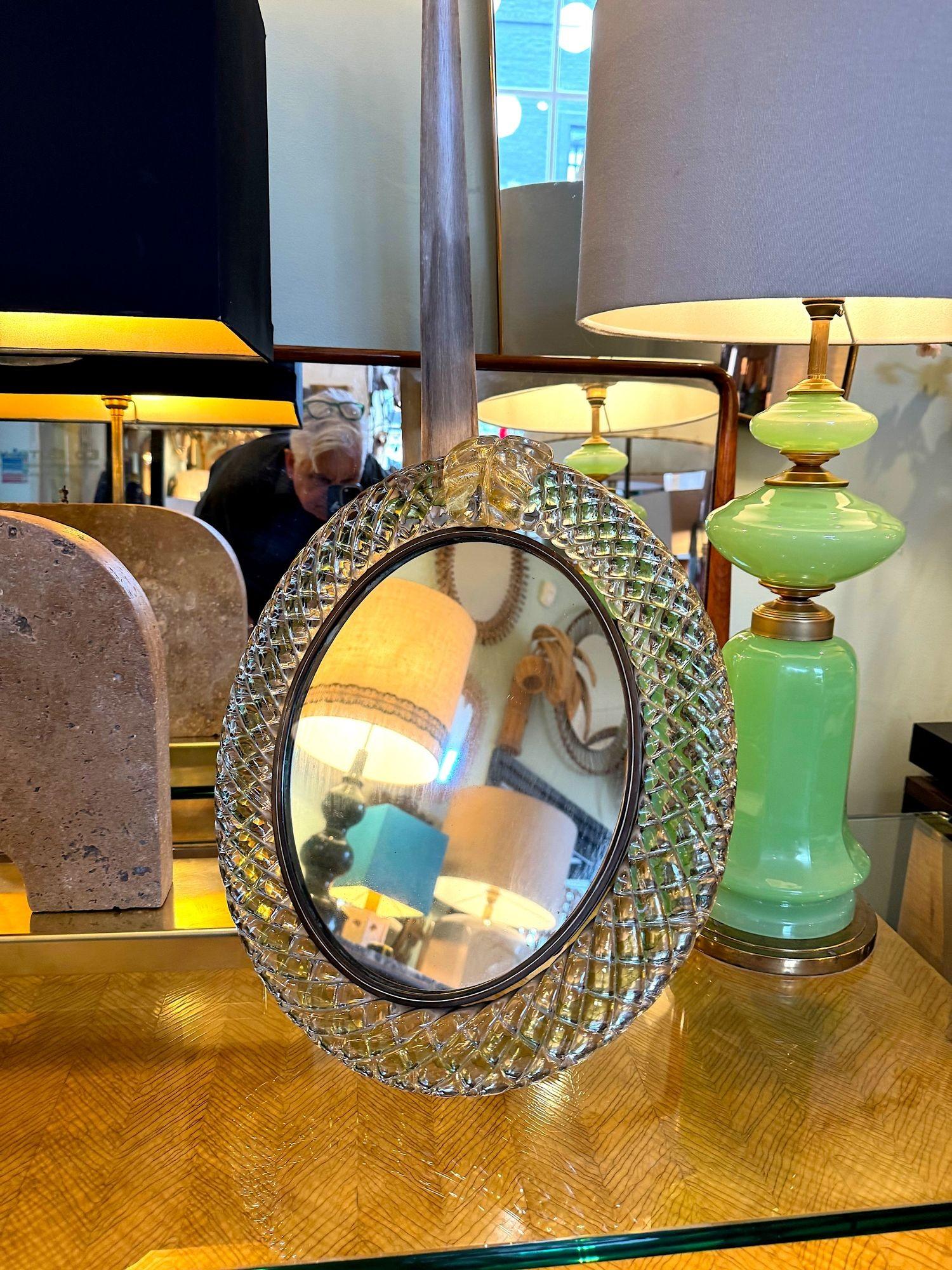 Espejo con marco de cristal de murano Barovier & Toso, Art Decó original de los años 40 en venta 6