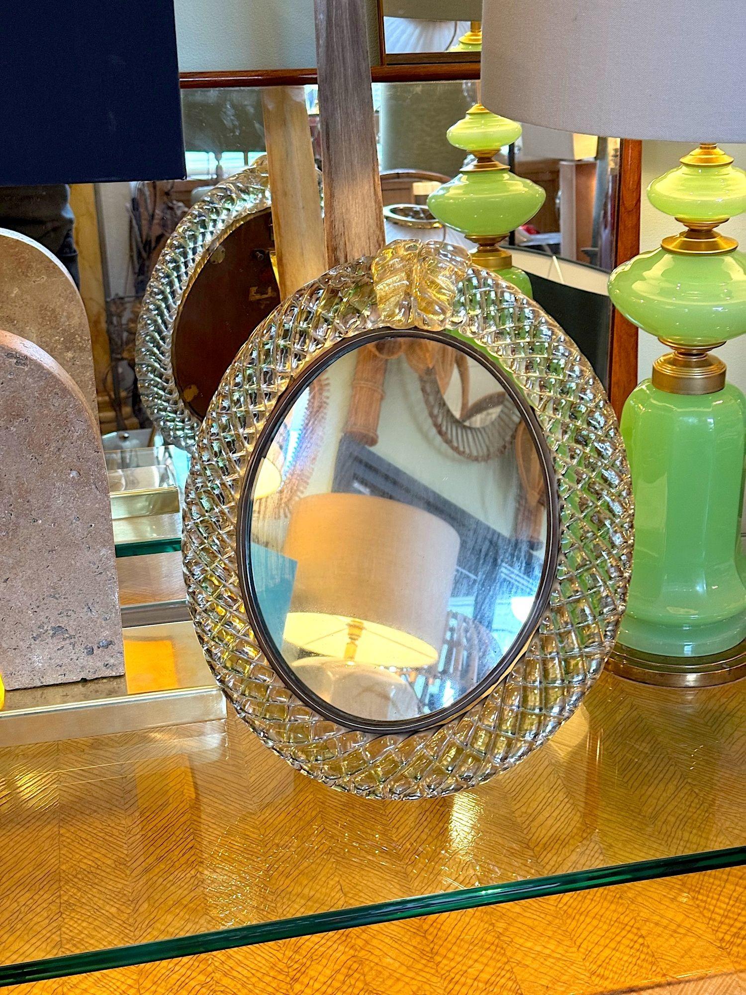 Espejo con marco de cristal de murano Barovier & Toso, Art Decó original de los años 40 en venta 9