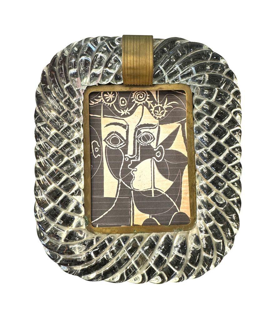 Miroir orignal des années 1940 en verre de Murano et encadré de laiton attribué à Seguso Bon état - En vente à London, GB