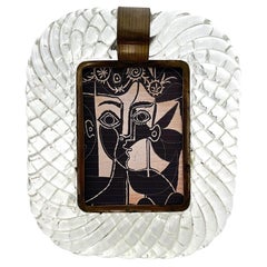 An orignal 1940s Murano glass and brass framed mirror attributed to Seguso
