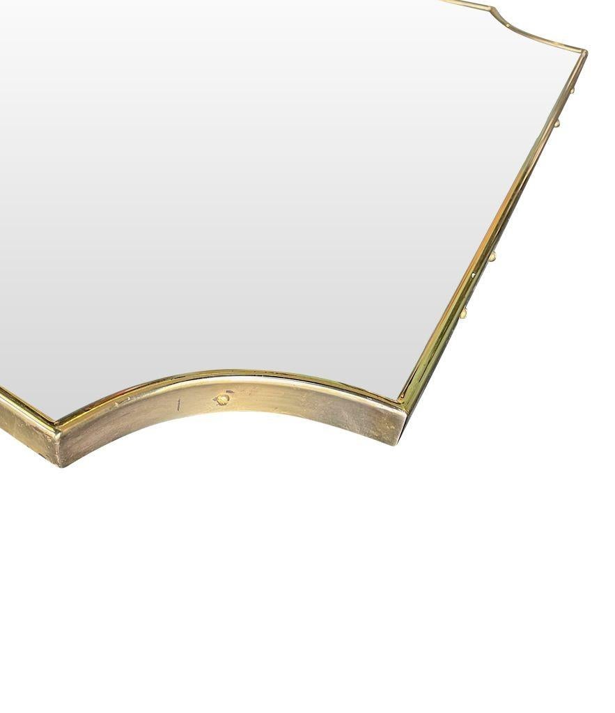 Orignal 1950s Italian Brass Framed Shield Mirror of Good Proportions For Sale 2