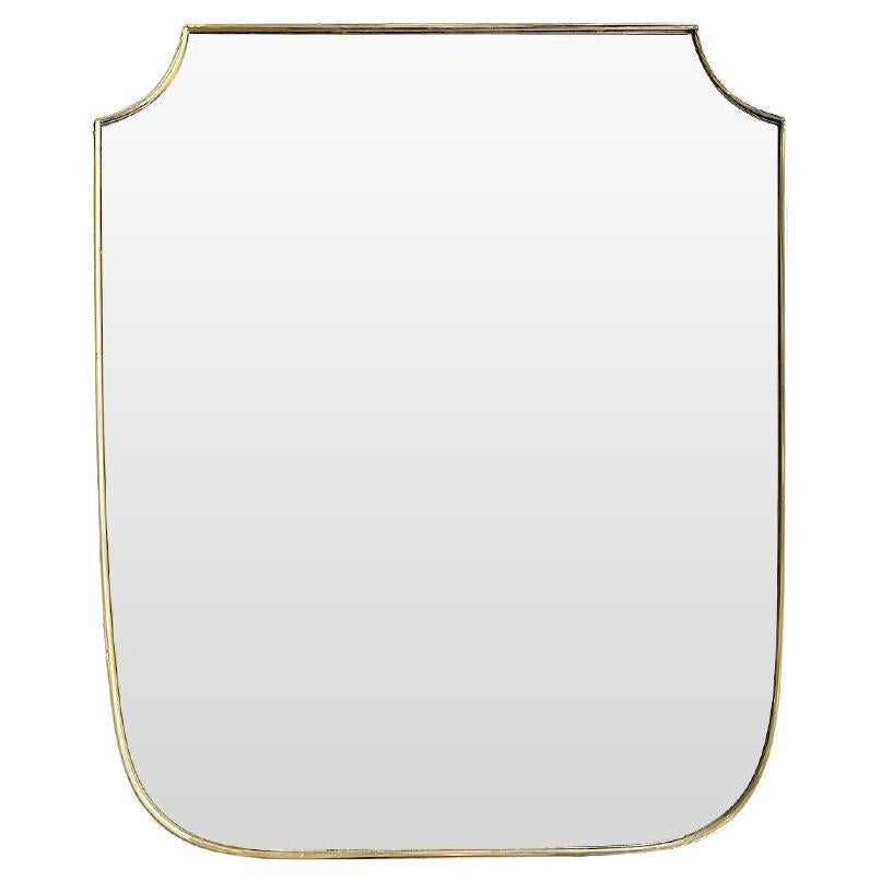 Orignal 1950s Italian Brass Framed Shield Mirror of Good Proportions