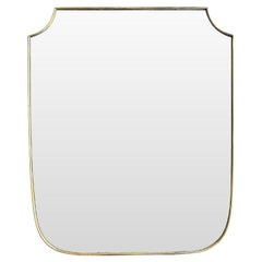 Orignal 1950s Italian Brass Framed Shield Mirror of Good Proportions