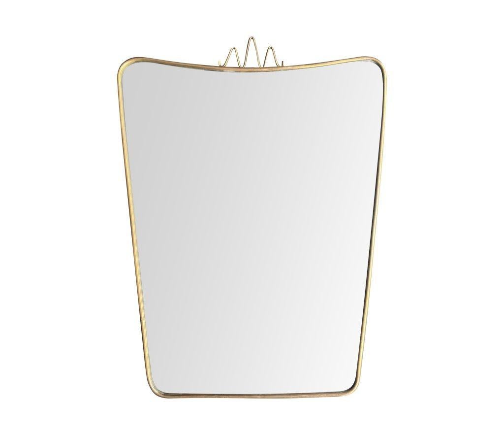 The original Italian 1950s brass shield mirror in the style of Gio Ponti en vente 2