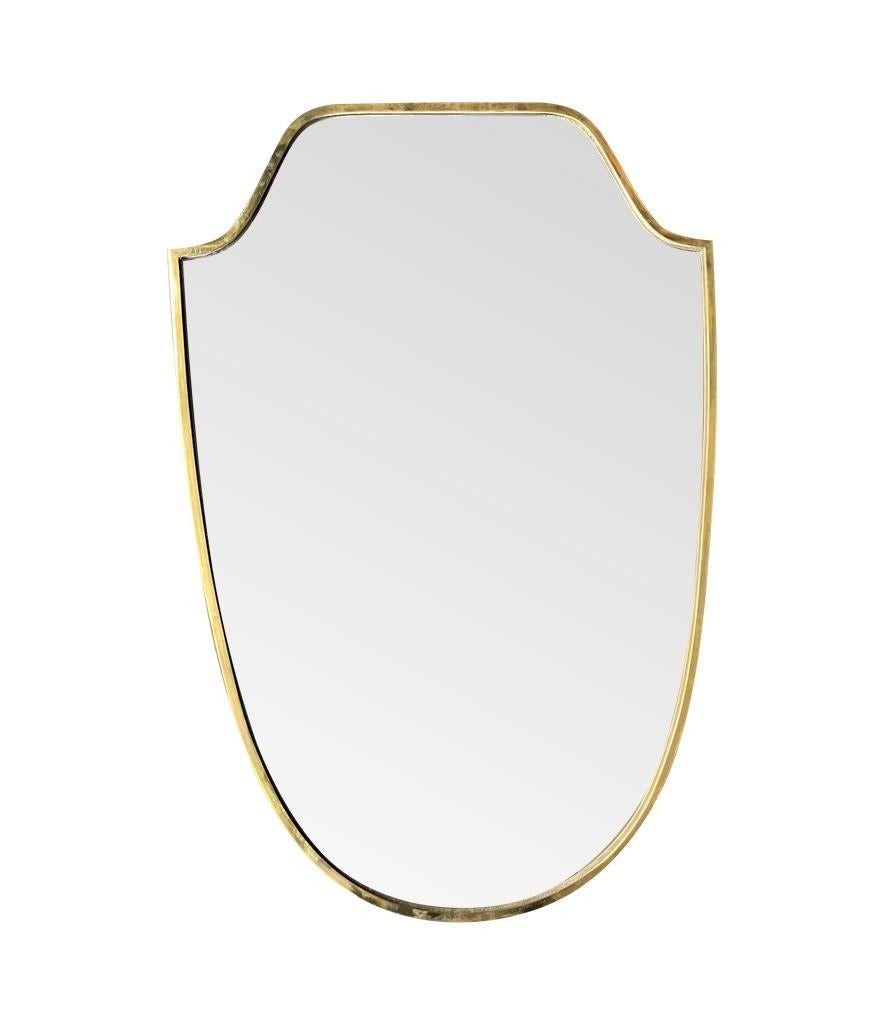 An orignal 1950s Italian shield mirror with solid wood back For Sale 3