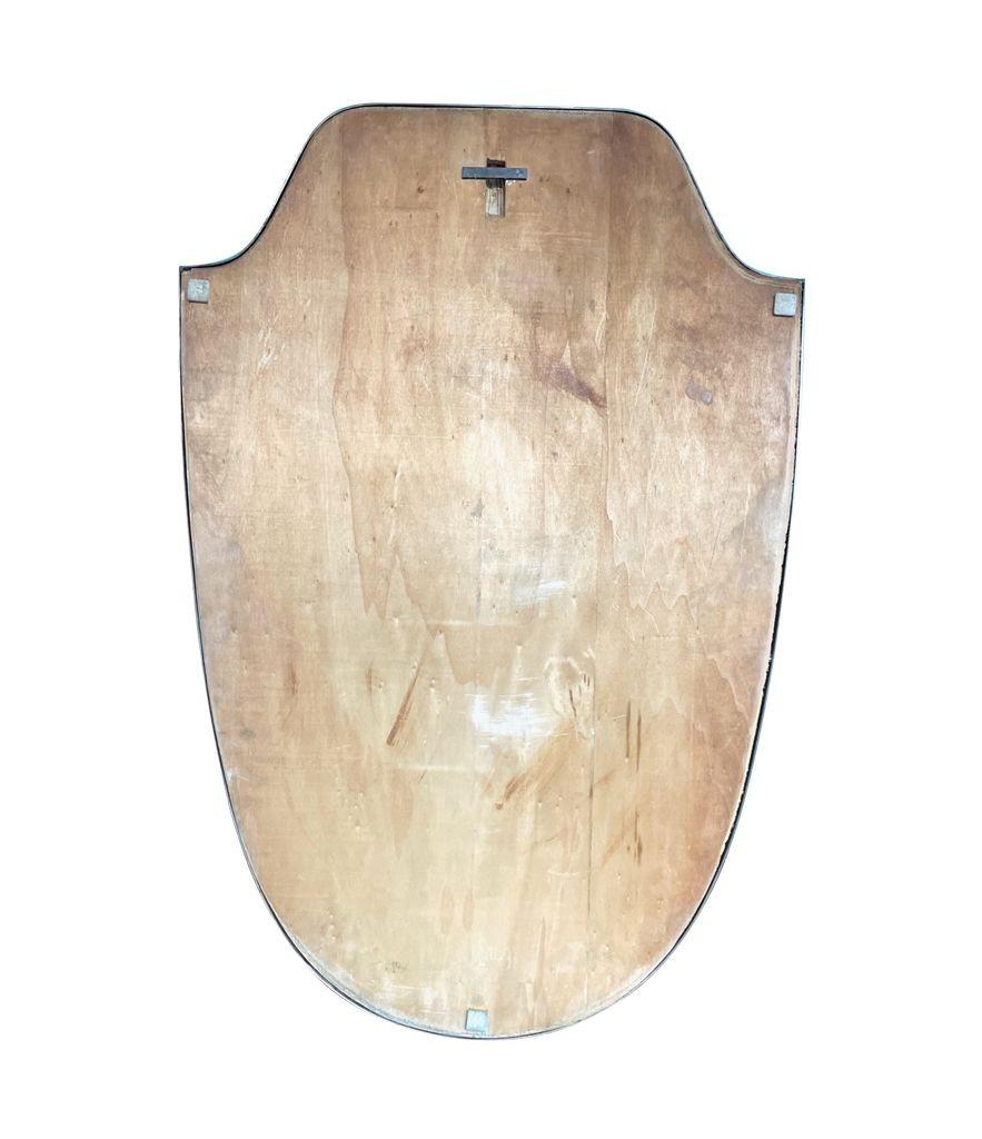 An orignal 1950s Italian shield mirror with solid wood back For Sale 4