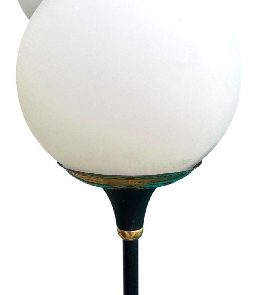 Original Stilnovo Stehlampe aus den 1950er Jahren, schwarzer Lack und Messing mit sechs Leuchten im Angebot 9