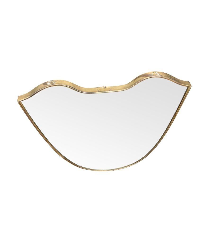 Orignal 1960s Italian Shield Mirror with Brass Frame 2