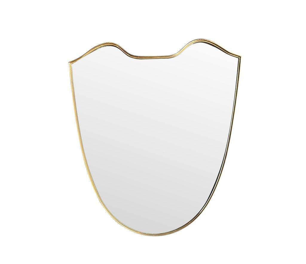 Orignal 1960s Italian Shield Mirror with Brass Frame 3