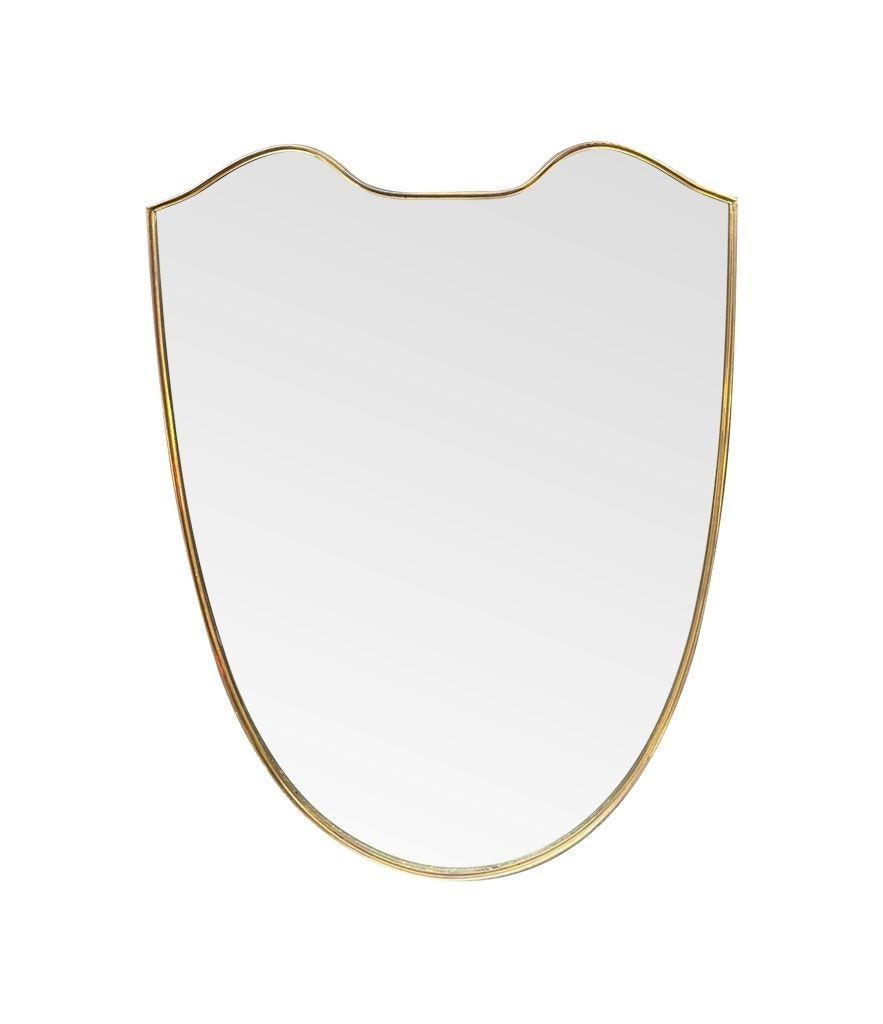 Orignal 1960s Italian Shield Mirror with Brass Frame 4