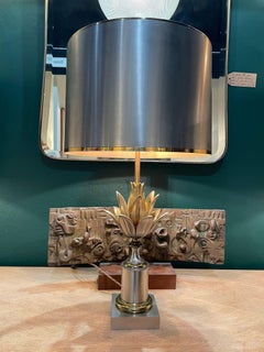 An orignal 1960s Maison Charles "Lotus" lamp with spun metal shade