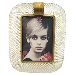 An orignal Barovier and Toso 1940s Murano glass and brass picture frame