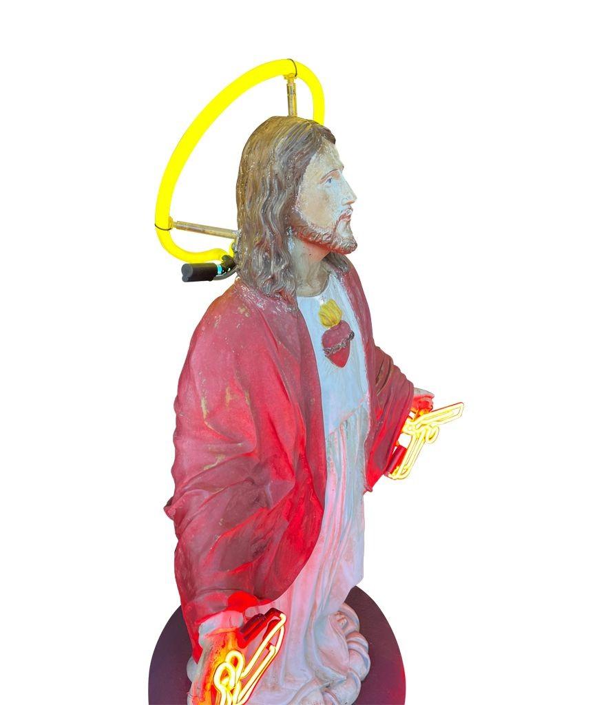 Orignal Chris Bracey Neon Sculpture of Jesus 