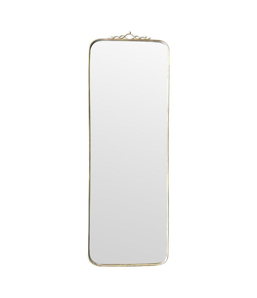 An orignal Italian 1950s brass framed mirror with scroll top detail For Sale 5