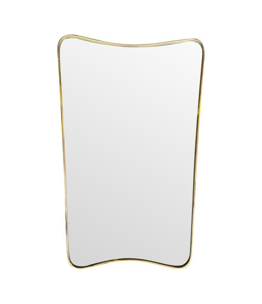 Mid-Century Modern An orignal Italian 1950s brass shield mirror attributed to Gio Ponti For Sale