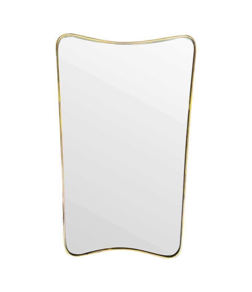 An orignal Italian 1950s brass shield mirror attributed to Gio Ponti For Sale 1