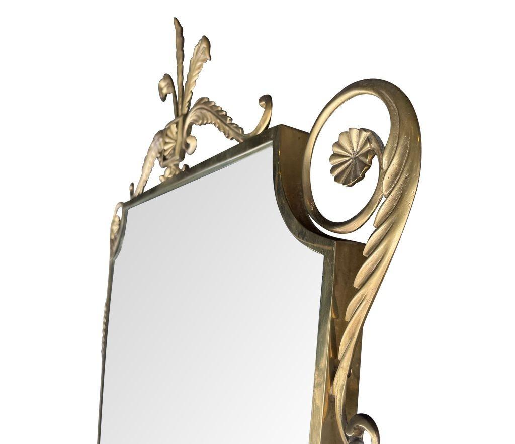 Orignal Italian 1950s Shield Mirror with Decorative Scroll Top and Finial 6
