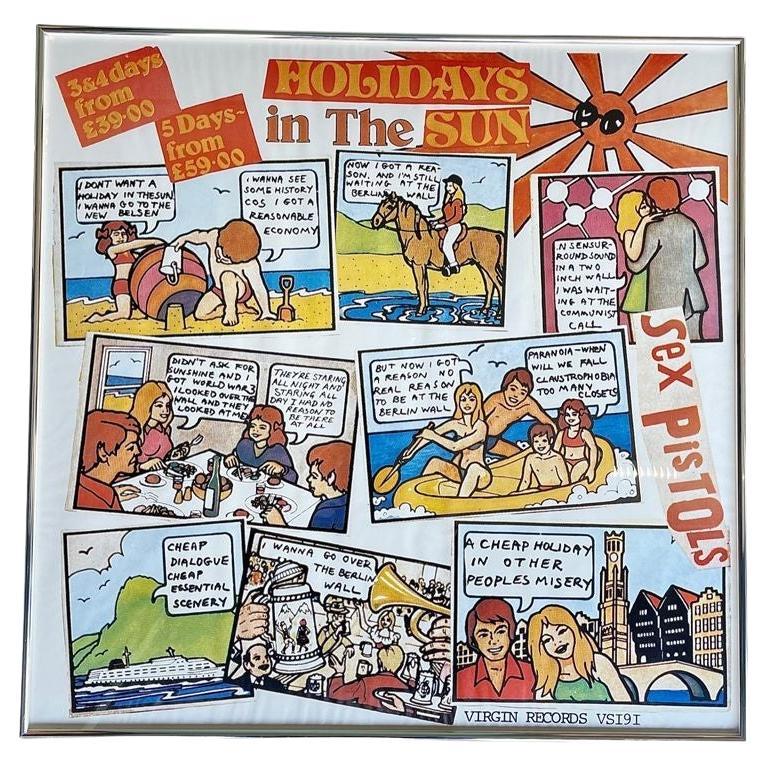 An orignal Jamie Reid promo poster for The Sex Pistols "Holidays In The Sun" For Sale