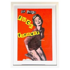 Ein ovales Sex Pistols-Seidenlithographieplakat „Fuck Forever“ von Jamie Reid
