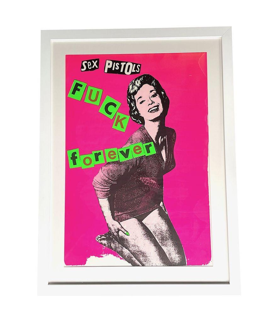 Affiche de sérigraphie en soie « Fuck Forever » (Fuck Forever) de Jamie Reid représentant des pistolets de sexe en vente 2