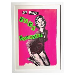 Vintage An orignal Sex Pistols silk screen print poster "Fuck Forever" by Jamie Reid