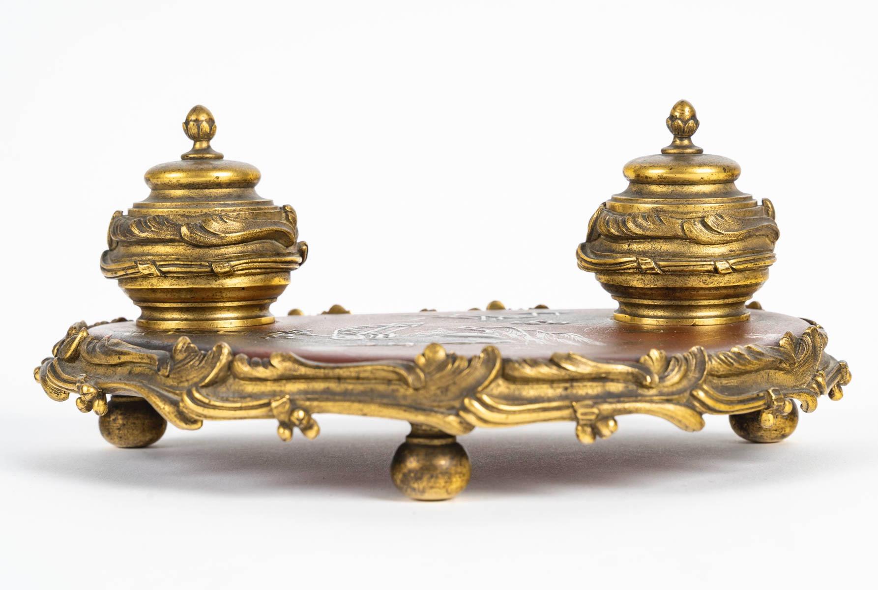 Francese Calamaio in Ormolu e lacca di Coromandel, 1880 circa in vendita